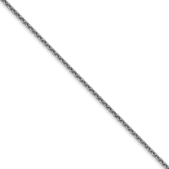 1.5mm 14k White Gold Solid Cable Chain Necklace 24 Inch